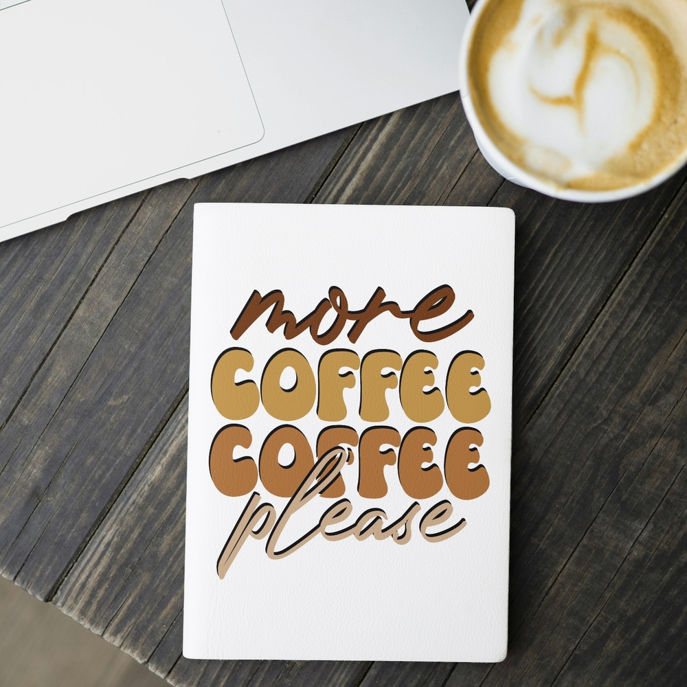 White and Brown Coffee-Themed Notebook